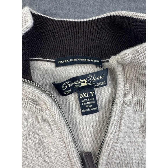 Pronto Uomo 3XLT Extra Fine Merino Wool Quarter Zip Pullover Sweater - Picture 1 of 10